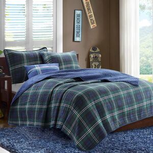 Mi Zone - 3pc Twin/Twin Extra Long Bradley Reversible Coverl Blue